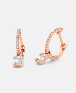 Baguette Diamond Drop Huggie Earrings