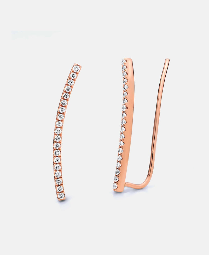 Diamond Bar Ear Climbers in Rose gold