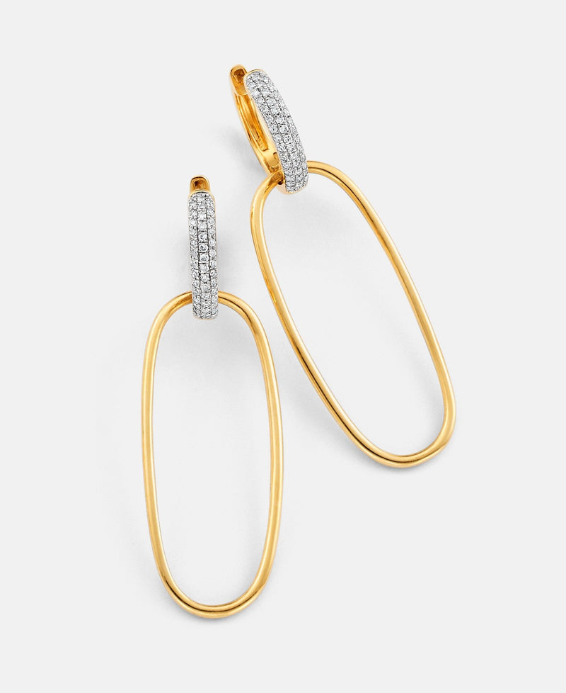 Diamond Oval Loop Earrings