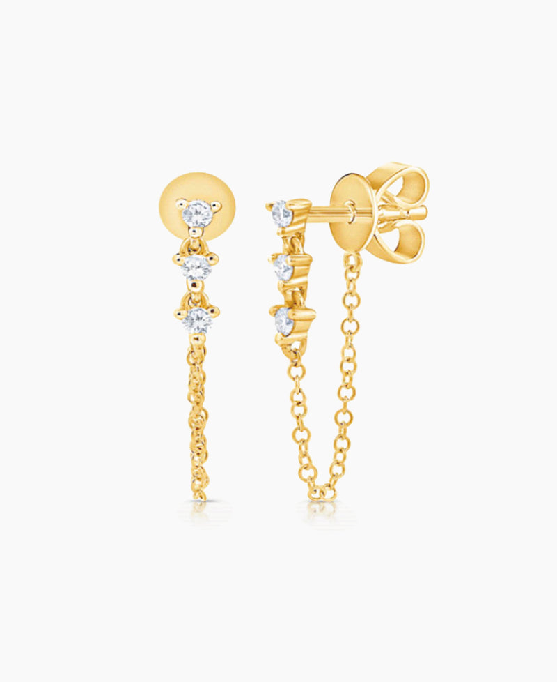 Diamond Stud Chain Earring