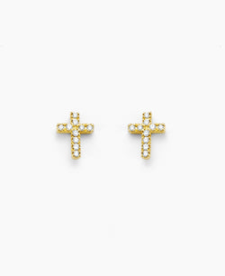 Tiny Cross Diamond Stud Earring