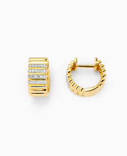 Diamond Ribbed Huggie Earrings