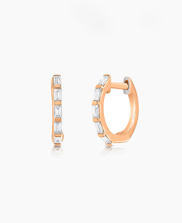 Diamond Baguette Huggie Earring