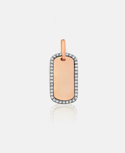 Small Dog Tag Pendant in Champaign diamond & Rose Gold