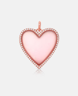 Pink Opal Heart Diamond Pendant