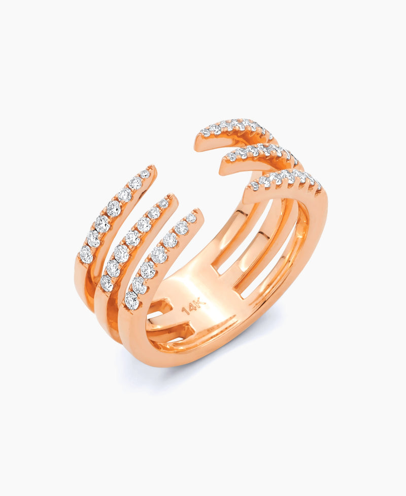 Diamond Triple Claw Ring