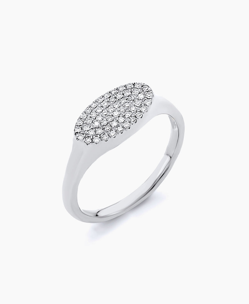 Diamond Oval Pinky Ring