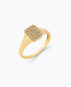 Square Pave Diamond Pinky Ring