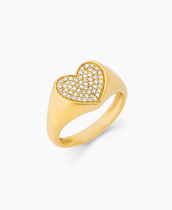 Diamond Pave Heart Pinky Ring